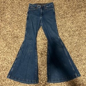 Wide flare wrangler bell bottoms